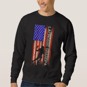 Moletom Vintage USA American Flag Proud Lacrosse Grandpa S