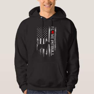 Moletom Vintage USA Flag I Love My Pitbull Dog Hearny