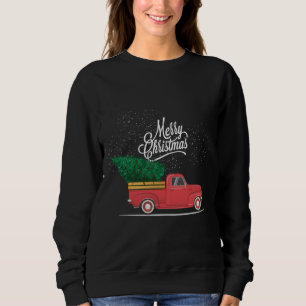 Moletom Vintage Wagon Árvore de Natal no Caminhão Vermelho