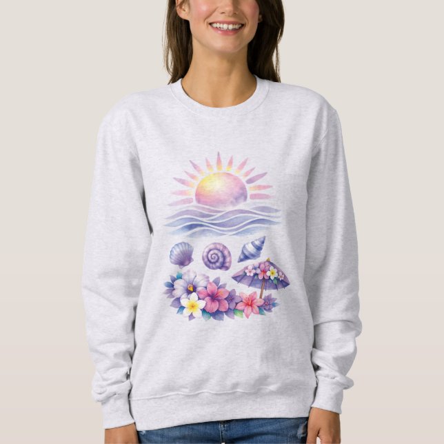 Moletom violet watercolor creative beach (Frente)
