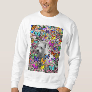 Moletom Violeta nas borboletas - cão branco de Westie