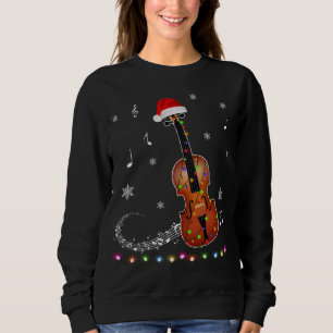 Moletom Violino Instrumento Santa Hat Luzes De Natal Xmas