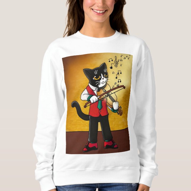 Moletom Violino Music Cat (Frente)