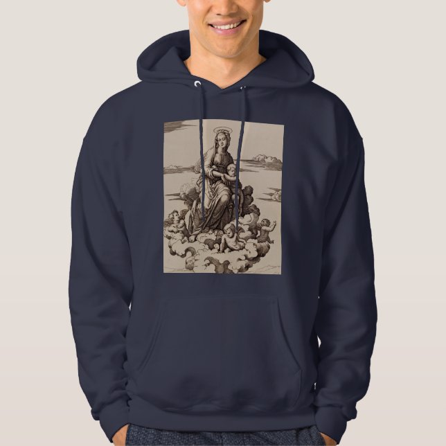 Moletom Virgem e Criança nas Nuvens (Frente)