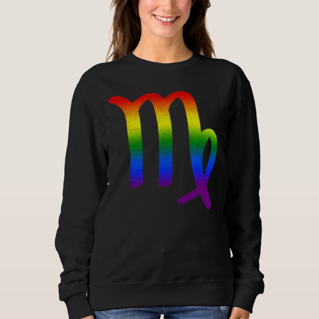 Moletom Virgo Lgbt Sinal Zodiac Lgbt Orgulho Arco-Íris Gay (Frente)