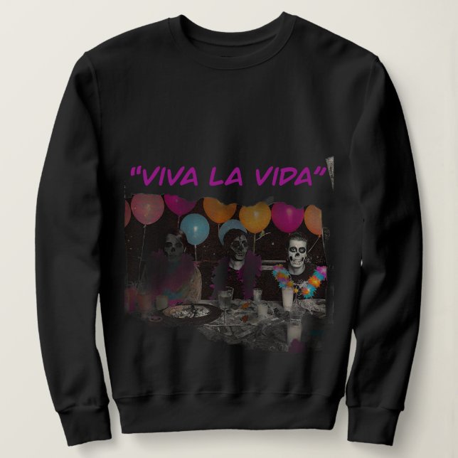 Moletom Viva la Vida Skeleton Party (Frente do Design)