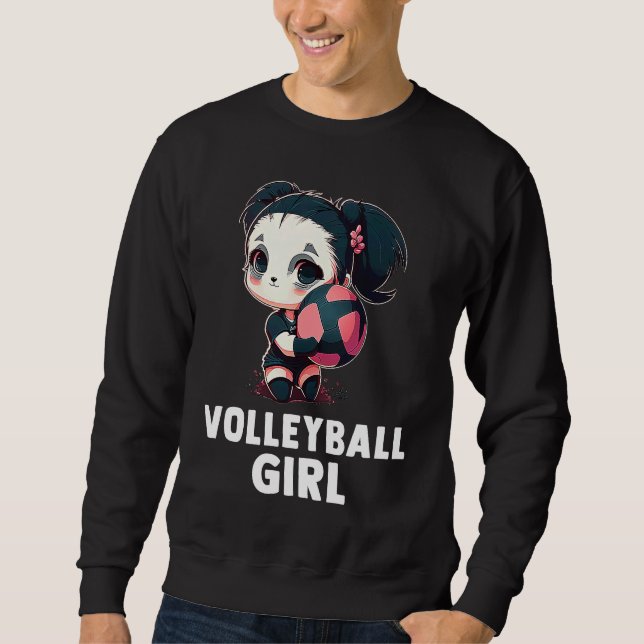 Moletom Volleyball Girl  Cute Panda Girl And Volleyball (Frente)
