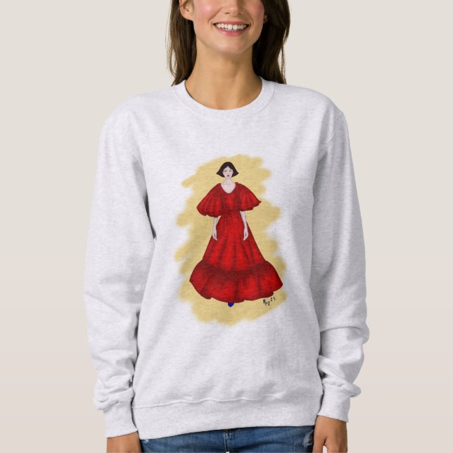 Moletom Volume Vermelho Elegante com Energia Artística Que (Frente)