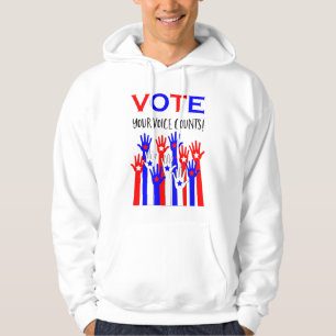 Moletom Votem! Sua voz conta! Estrelas de mãos patriotas