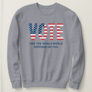 Moletom Voto Patriótico Bandeira Americana Cinza Citação