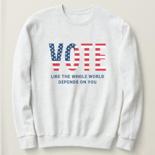 Moletom Voto Patriótico Citação Bandeira Americana Cinza