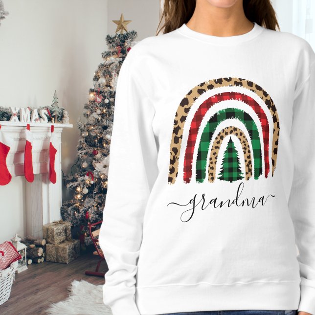 Moletom Vovó Xadrez e Leopardo Imprime o Arco-Íris (Criador carregado)