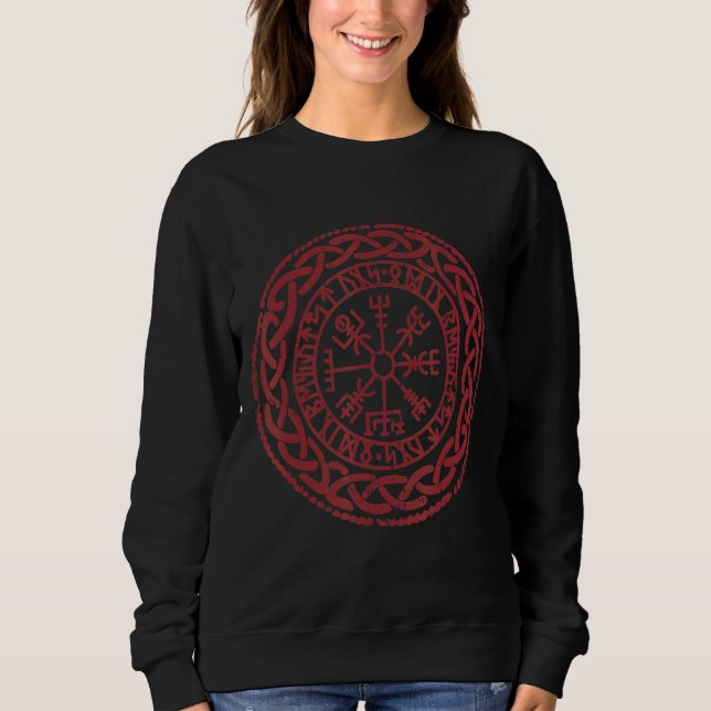 Moletom Walhalla Compass Vegvisir Viking Celts Alemão Viki (Frente)