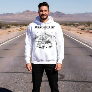 Moletom Wanderlust Retro Camper Van & Bússola da Montanha