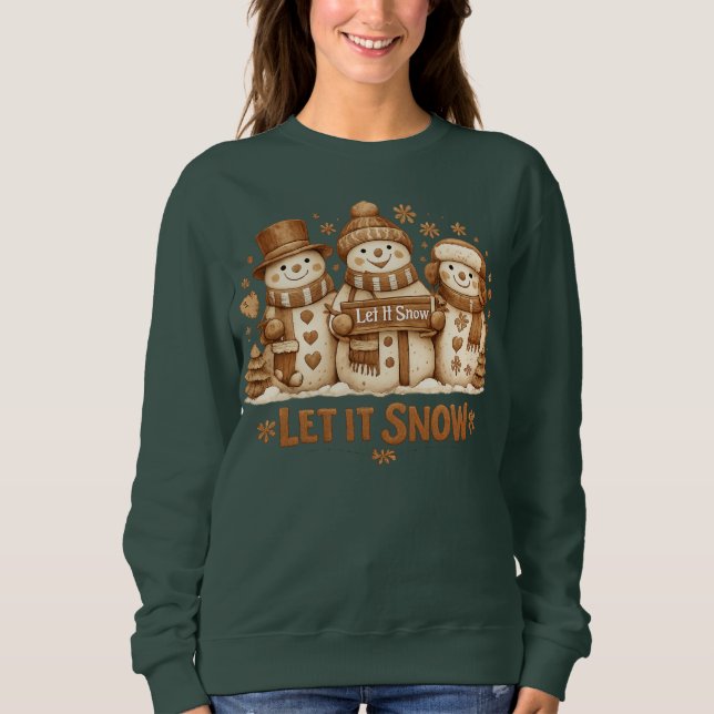 Moletom Warm & Cozy Vintage Snowmen Let It Snow (Frente)