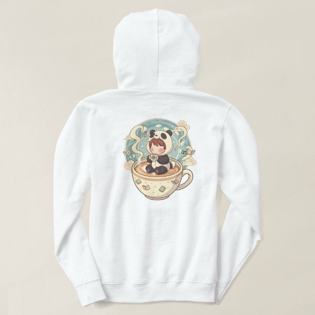 Moletom Warm Panda Coffee Cup Graphic Hoodie (Verso do Design)