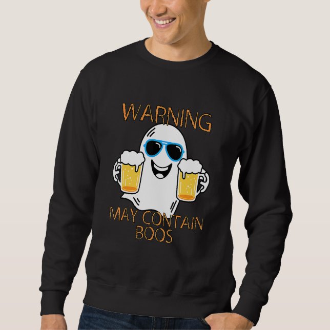 Moletom Warning May Contain Boos Mens Halloween (Frente)