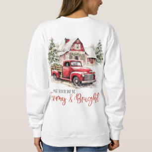 Moletom Watercolor Christmas Vintage Truck and Barn