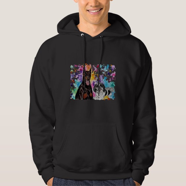 Moletom Watercolor Doberman E Shih Tzu (Frente)