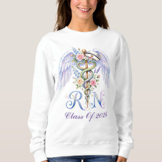 Moletom Watercolor Floral Graduati Nurse Wings Custom Name