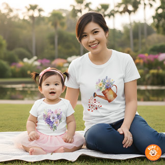 Moletom Watercolor Floral Watering Can Matching Mommy