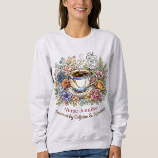 Moletom Watercolor Medical Coffee Floral Personalized Name