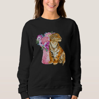 Moletom Watercolor Tiger With Flowers Mammals for Animal