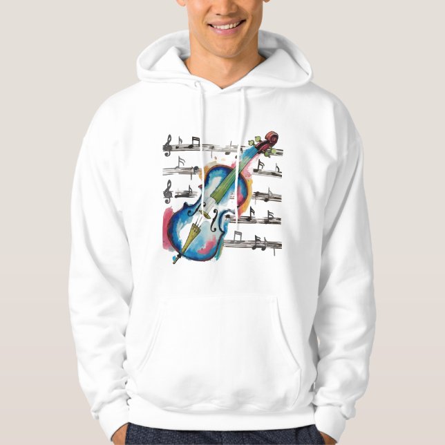 Moletom Watercolor Violin Men's Basic Hoodie (Frente)
