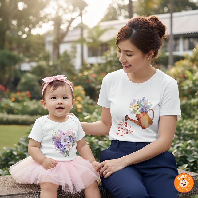 Moletom Watercolor Watering Can Floral Matching Outfit Mom (Criador carregado)