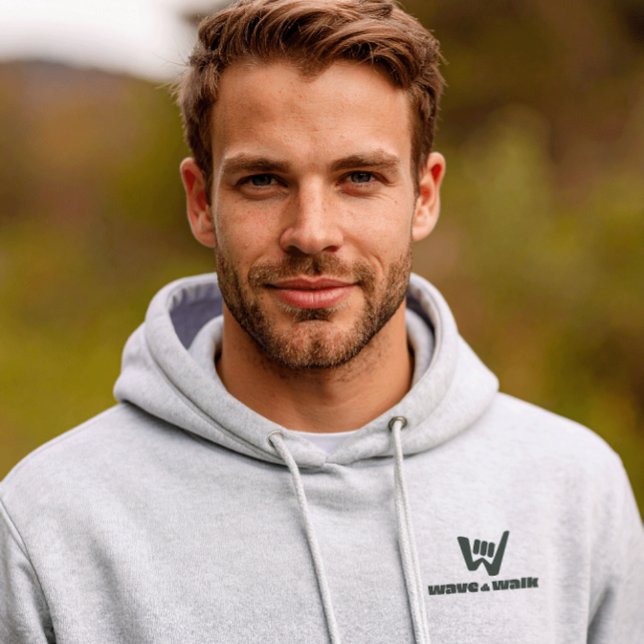 Moletom Wave and Walk Black Logo Essential Hoodie (This hoodie is designed for comfort and simplicity, featuring subtle Wave and Walk branding.)