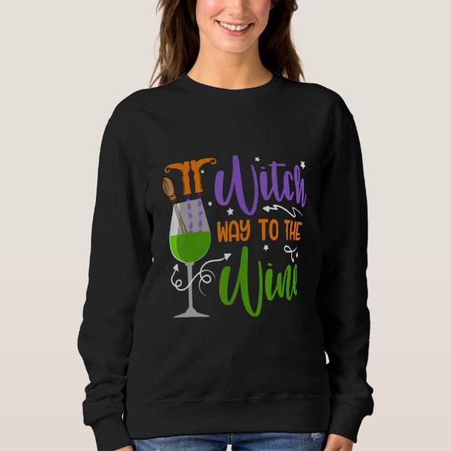 Moletom Way To The Wine Halloween Witch Cool Tee (Frente)