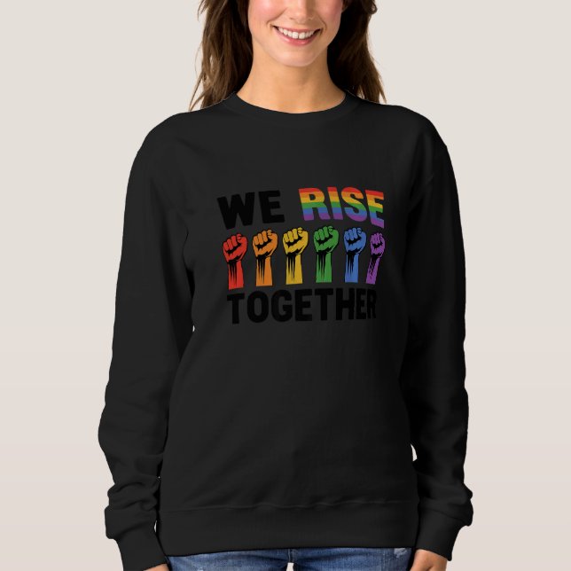 Moletom We Rise Together Bisexual Gay Trans Queer Lgbtq Ra (Frente)