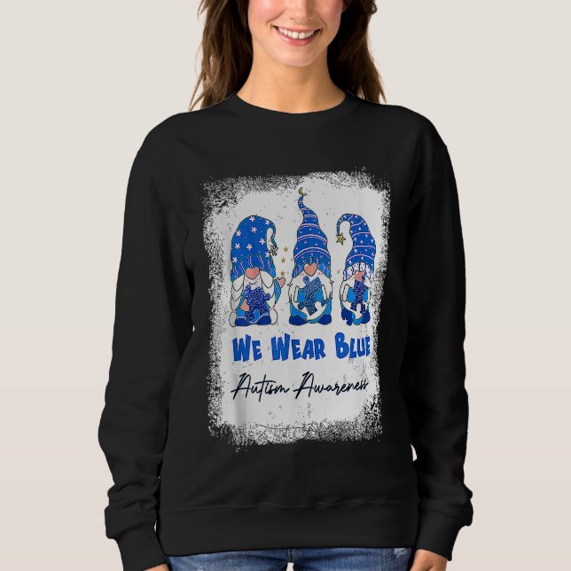 Moletom We Wear Blue Autism Awareness Month Cute Gnomes (Frente)