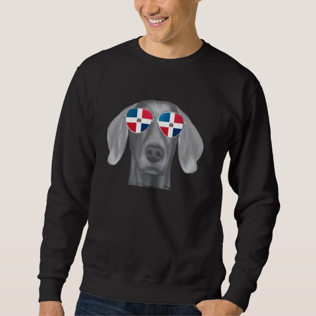 Moletom Weimaraner Cachorro Bandeira Dominicana Óculos de  (Frente)