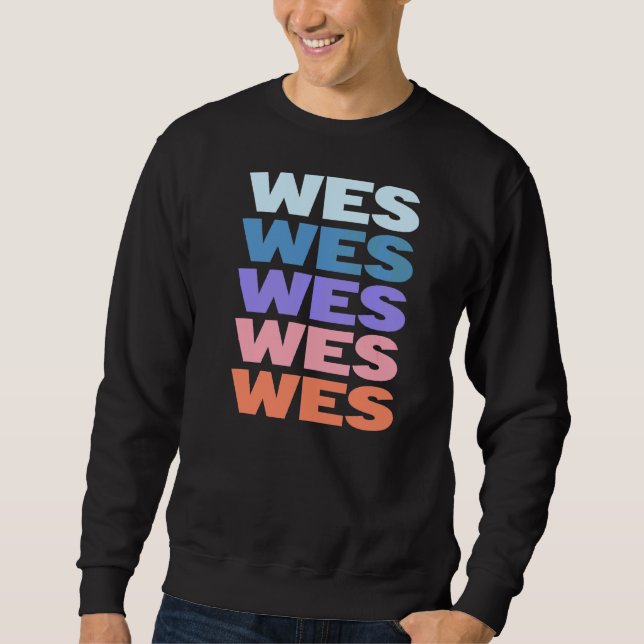 Moletom Wes moderno de Design de texto repetido (Frente)