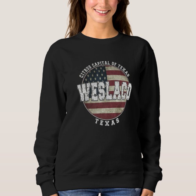 Moletom Weslaco Texas Vintage American flag (Frente)