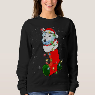 Moletom Westie Christmas Tree Westie Santa Hat Lights Xmas