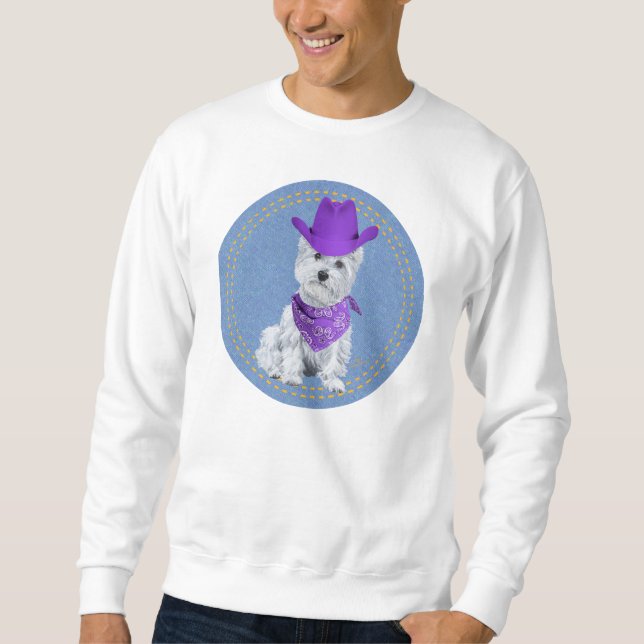 Moletom Westie Cowboy em Denim (Frente)