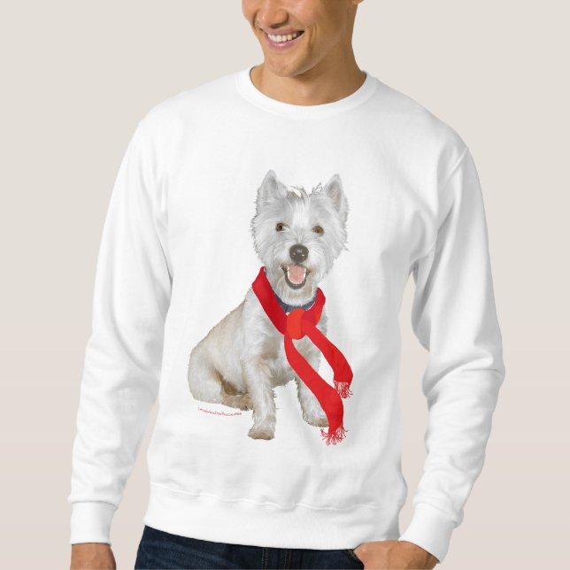 Moletom Westie de Inverno com um Cachecol Vermelho (Frente)