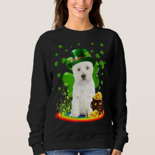 Moletom Westie Dia de São Patrício Irish Shamrock Dog Love