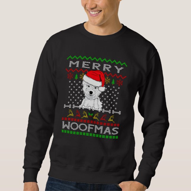 Moletom Westie Dog Feliz Woofmas Natal (Frente)