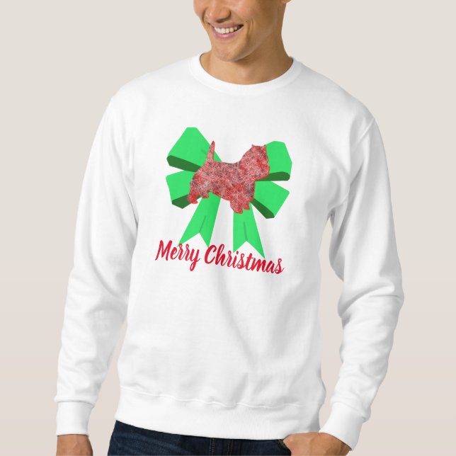 Moletom Westie Dog Silhouette Natal Arco Verde (Frente)