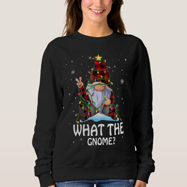 Moletom What The Gnome Buffalo Plaid Matching Christmas Tr (Frente)