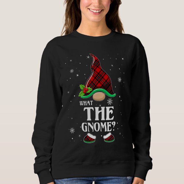 Moletom What The Gnome Red Plaid Matching Family Christmas (Frente)