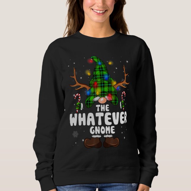 Moletom Whatever Gnome Reindeer Christmas Lights Pajama Fa (Frente)