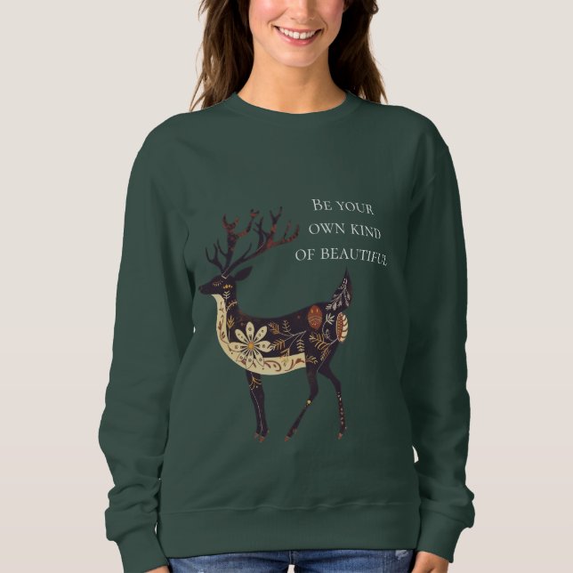 Moletom Whimsical Brown Deer Christmas (Frente)