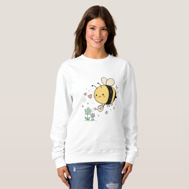 Moletom  Whimsical Bumblebee Floral Art Lovers (Frente Completa)