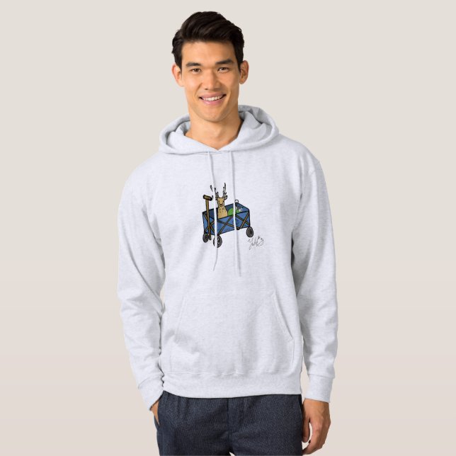 Moletom Whimsical Deer Camping Hoodie – “Deer in a Wagon”  (Frente Completa)