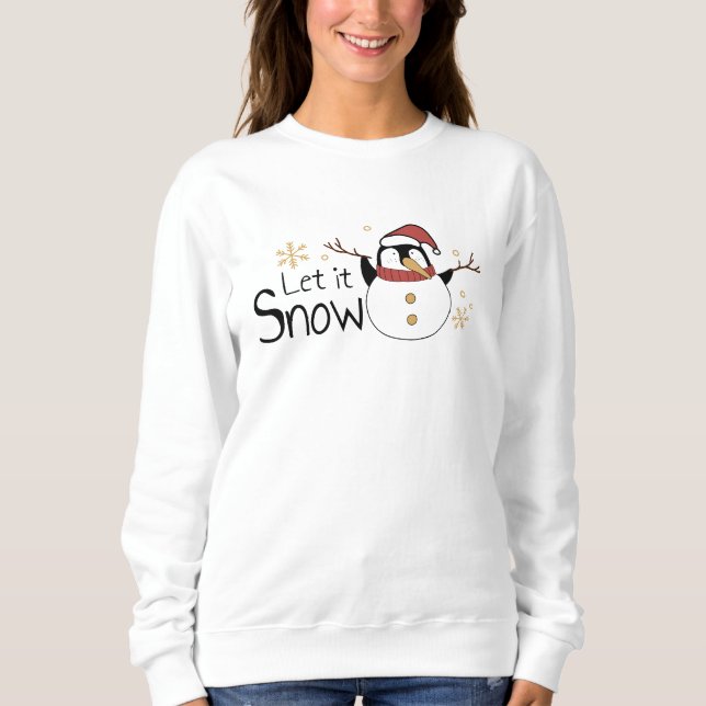 Moletom Whimsical Let It Snow Penguin Snowman | Natal (Frente)
