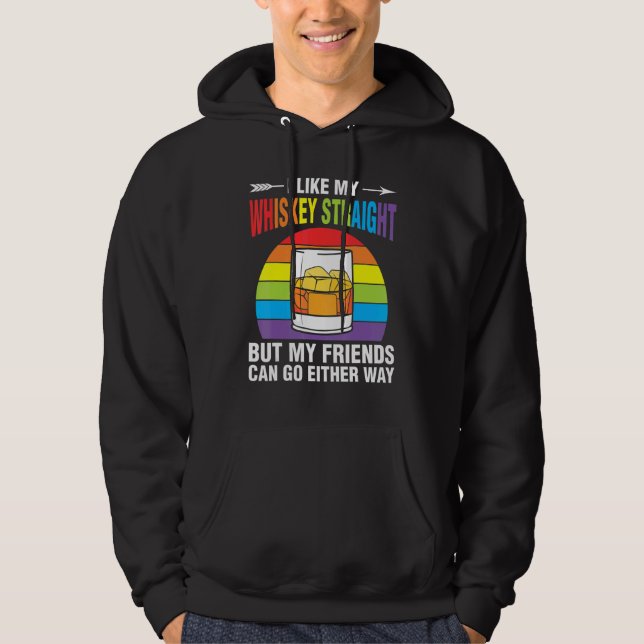 Moletom Whiskey Straight Friends Rainbow Ally LGBTQ Pride  (Frente)